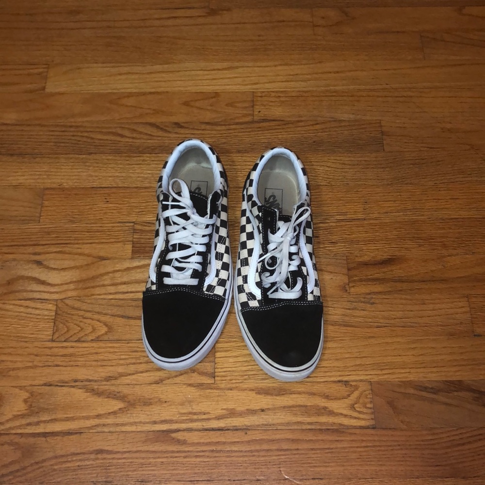 Vans black and white checkered.